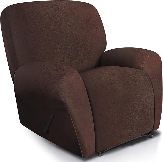 ANARACHON Leather Look Recliner Chair Covers, 4 Pieces Recliner Covers Non Slip