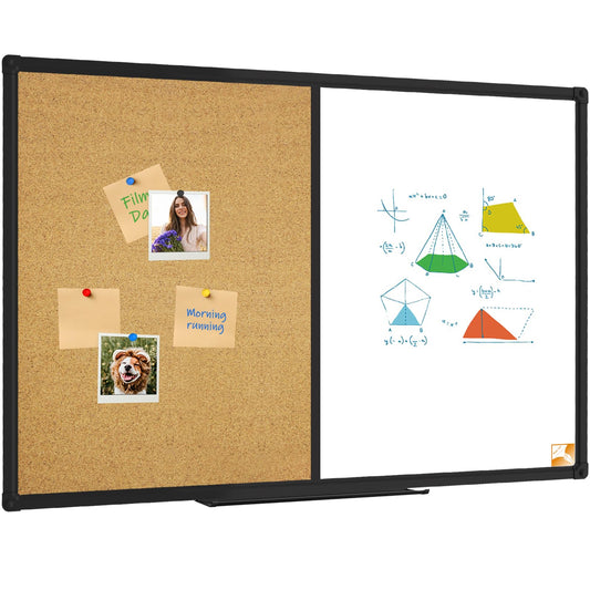 XBoard Magnetic whiteboard 36 x 24 - Combo Whiteboard Dry Erase Board/Cork Board, Magnetic White Board + Corkboard with Black Aluminum Frame, Colorful Push Pins & Marker Tray Included