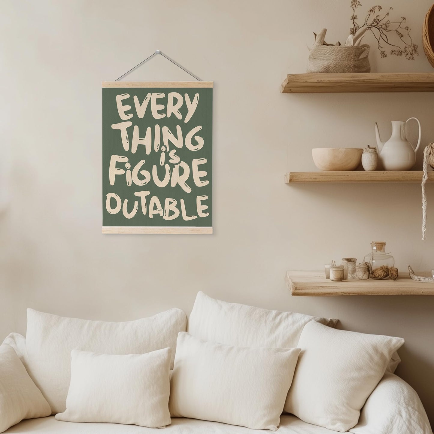 YQDEJ Everything is Figureoutable Inspirational Wall Art Poster Hanger Frame, Positive Affirmations Wall Decor, Motivational Wall Art for Home Office Classroom, 12x16 Inch