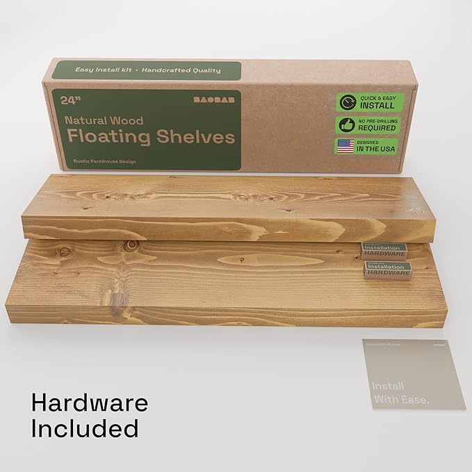 BAOBAB WORKSHOP Natural Wood Floating Shelves