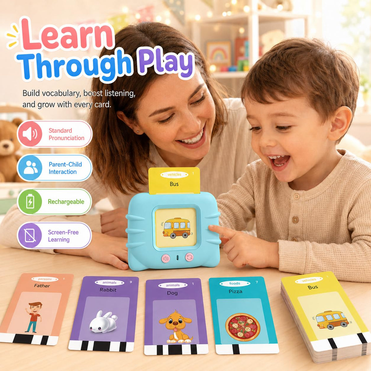 Talking Flash Cards for Toddlers 1 2 3 4 5 Year Olds, 224 Sight Words Montessori Language Learning Toys, Pocket Speech Therapy & Autism Sensory Toy, Educational Toddler Toys Gifts