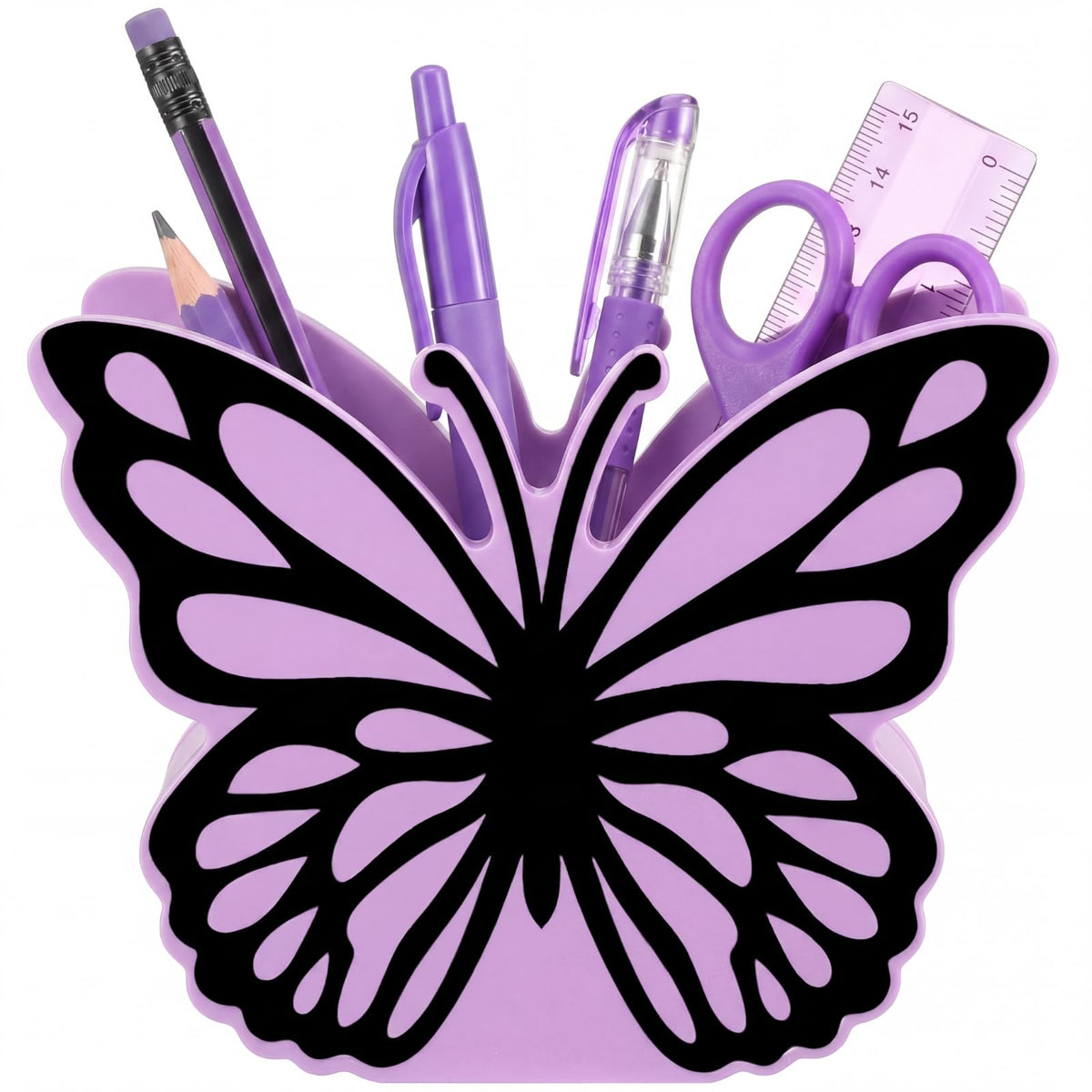 Tenceur Purple Butterfly Pen Holder for Desk Large Capacity Purple Pencil Holder School Supplies Desk Organizer Cute Butterfly Office Decor Makeup Brush Holders Back to School Gift for Girl Women