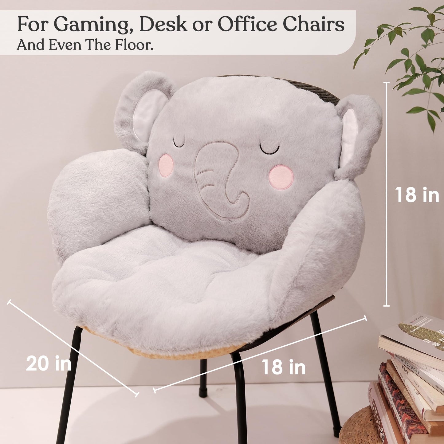 ninazy Elephant Animal Cushion - Cute Pillows Chair Pillow - Gaming Chair Cushion Cute - Seat Cushion for Office Chair - Sitting Pillow Car Seat Pillows Decor - Plush Pillows (Ele)