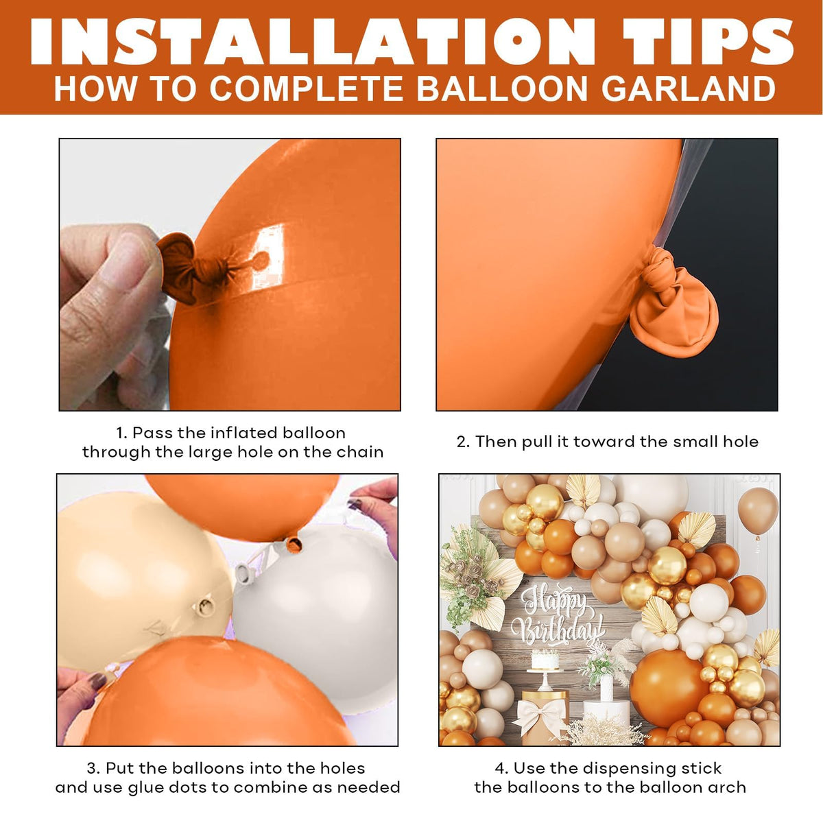 Fall Balloon Arch Kit, 108 Pcs Burnt Orange Balloons Garland Kit with Terracotta Ivory White Apricot Latex Balloon Metallic Gold for Kids Boho Baby Shower Birthday Wedding Celebration Party Decoration