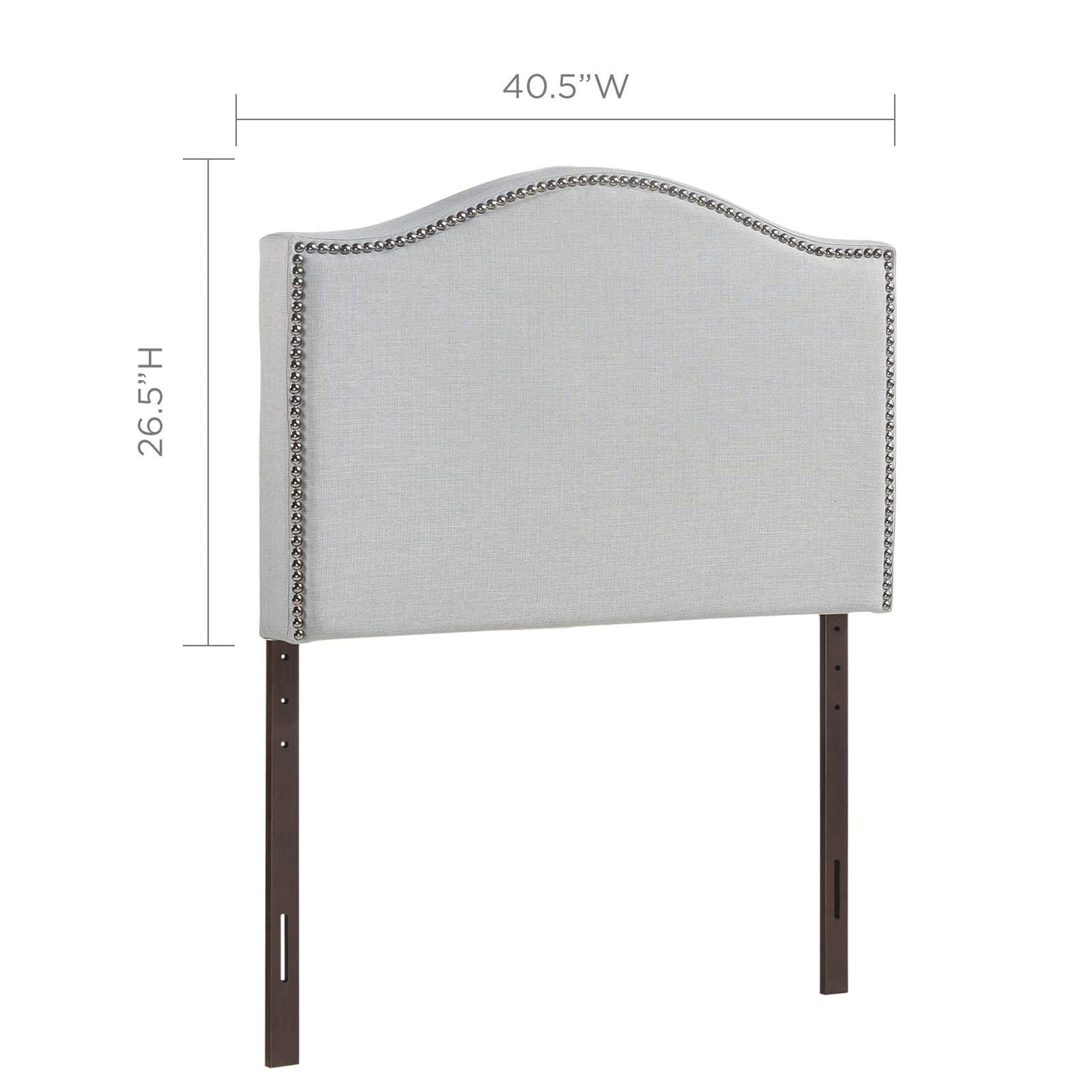 Modway Curl Linen Fabric Upholstered Twin Headboard with Nailhead Trim and Curved Shape in Gray,MOD-5209-GRY,Sky Gray