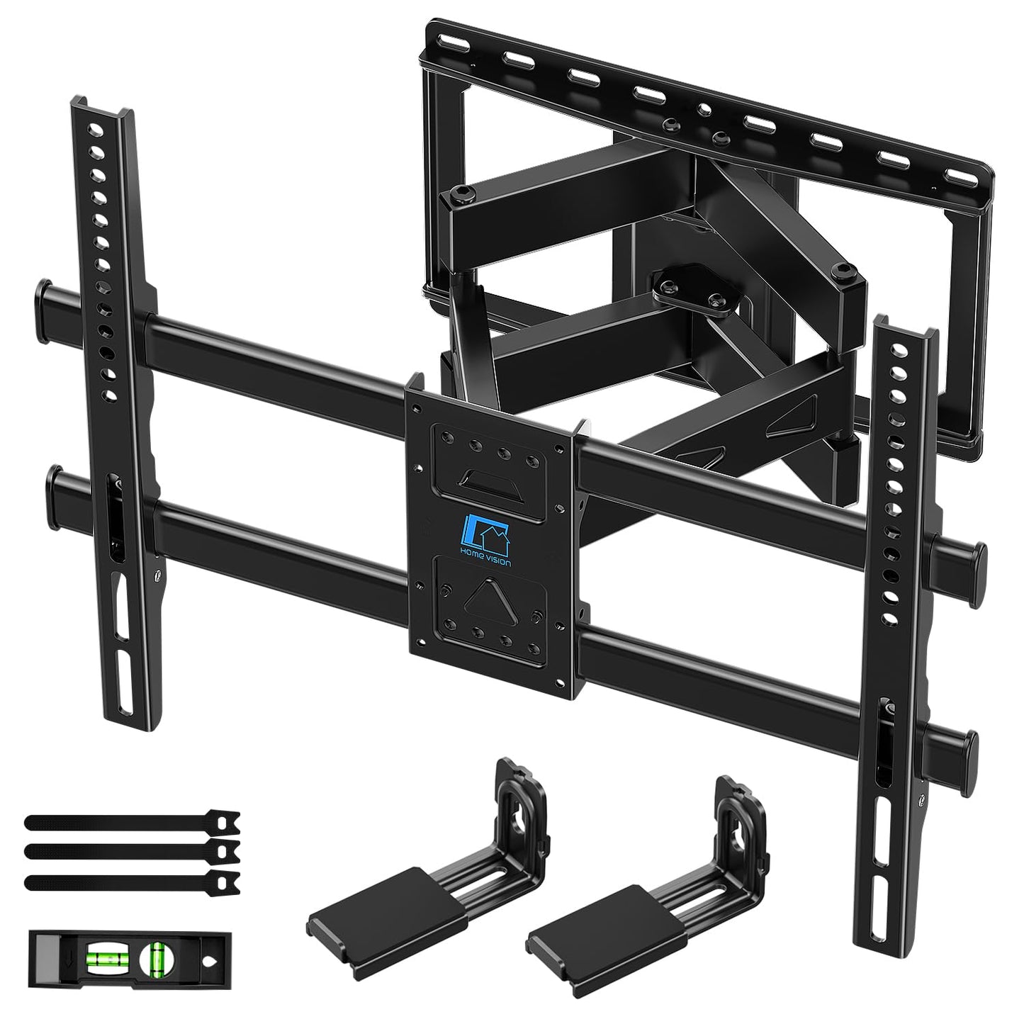 HOME VISION Full Motion TV Wall Mount with Soundbar Bracket for 32-85 Inch Flat/Curved TVs, Dual Articulating Arms Swivel Tilt Level, Max VESA 600x400mm, Fits 16" Studs, Holds up to 132lbs