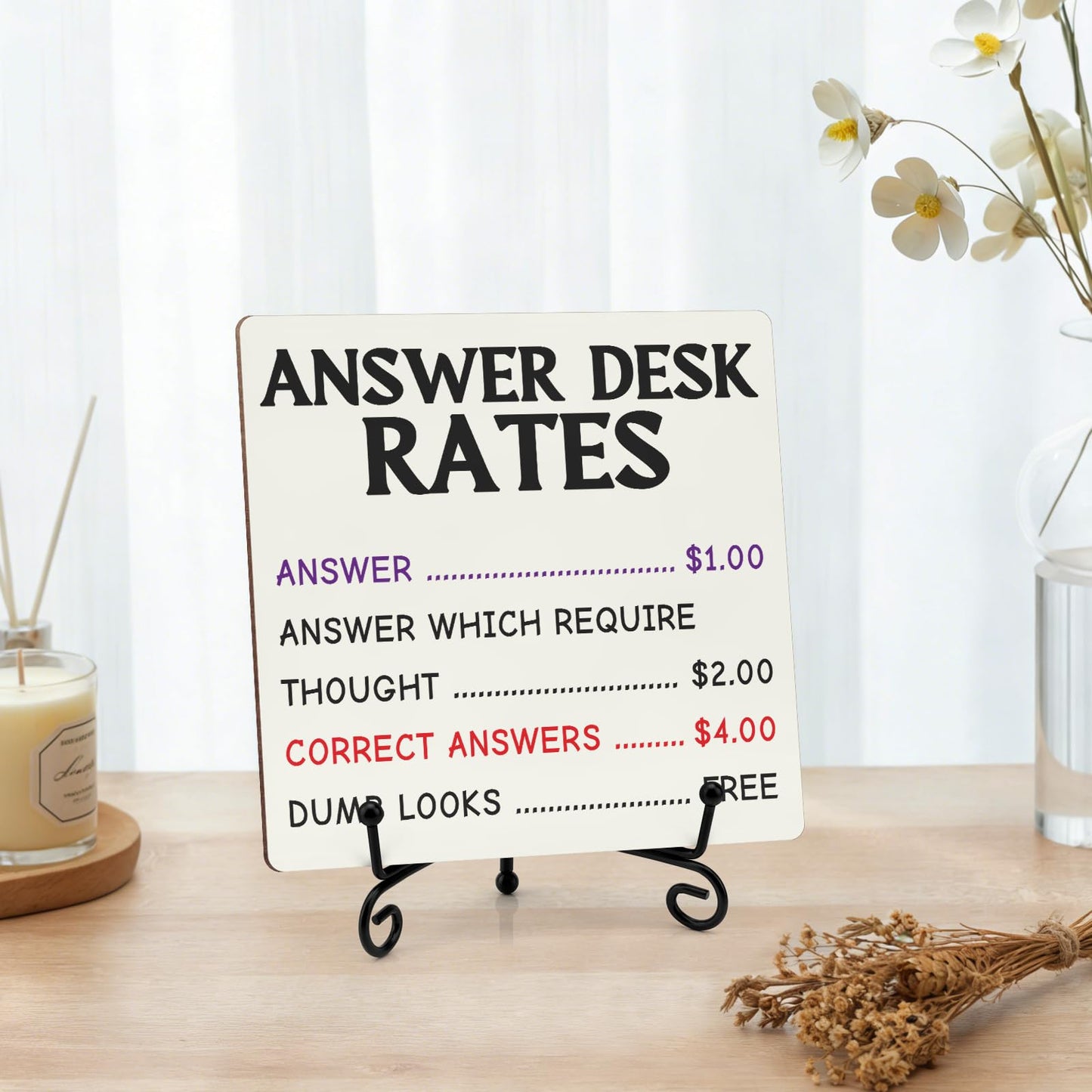 Office Decor Desk Sign Funny Office Cubicle Decor Office Gag Gifts for Coworker Teammate Boss Employee Appreciation Rustic Wood Plaque With Stand Gift for Principal Teacher Secretary
