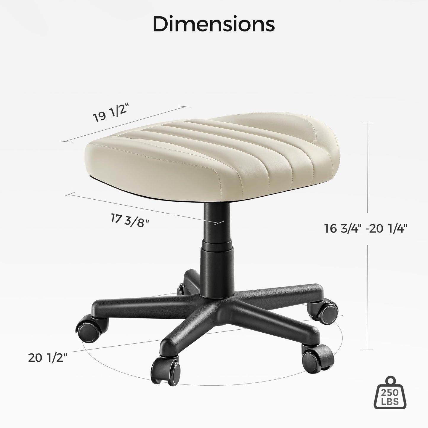 EUREKA ERGONOMIC Multi-Use Foot Stool, Height Adjustable Footrest Stool with Wheels, 360°Swivel Leg Rest Rolling Chair, Rest Ottoman Under Desk for Home Office,Beige