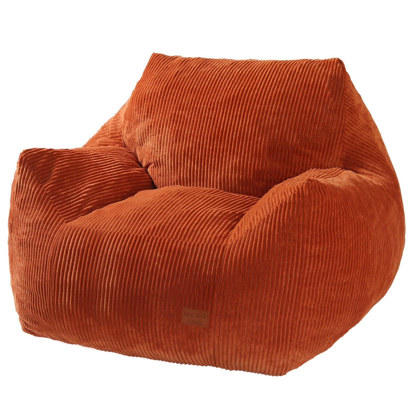 Vellorise Big Bean Bag Chair for Adults, Ultra Soft Living Room Bean Bag with Armrests, Stuffed BeanBag Chair for Napping, Gaming, Vacuum-Compressed for Easy Gifting, 48 Hours to Fluffs Up, Orange