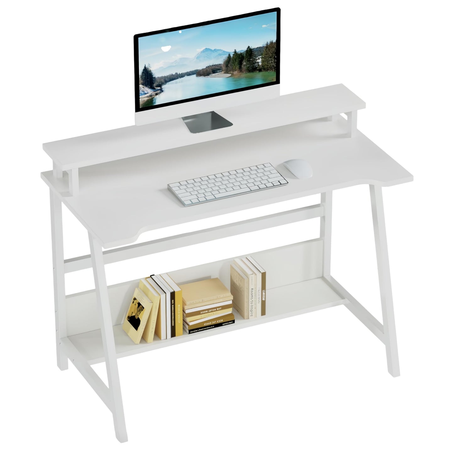 ALISENED 31.5 Inch Small Office Desk with Storage, Small Desk for Small Spaces, Compact Home Office Desk, Mini Study Desk for Bedroom, White