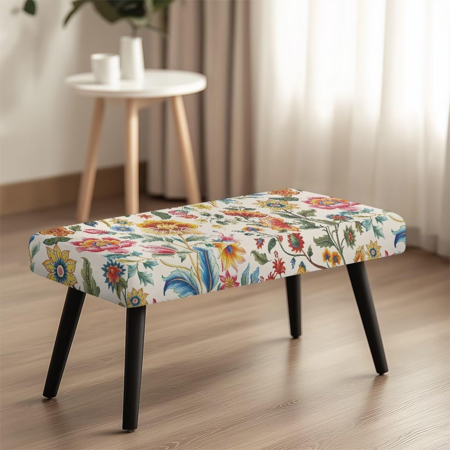 Cugasmaru Bench Covers Slipcover Rectangle End of Bed Bench Dustproof Removable Stretch Dining Chair Cover for Restaurant Living Room Home Flower Colorful