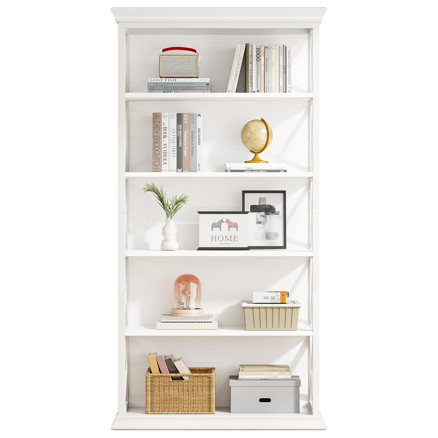 Tribesigns 6-Tier Bookcase, 71 Inches Industrial Bookshelves and Bookcases, Floor Standing 5 Shelf Display Storage Shelves Tall Bookcase for Home Office, Living Room, Bed Room, White