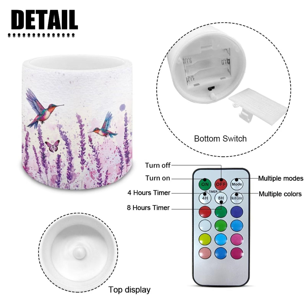 Cozeyat Purple Lavender Floral Premium Waterproof Flameless Candles Set of 4 Battery Powered LED Pillar Candles with Remote Timer for Indoor Outdoor All Weather Use
