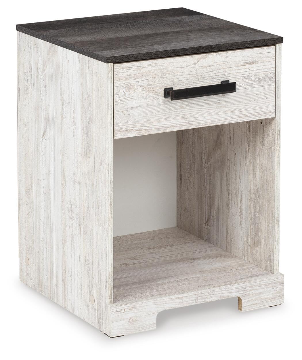 Signature Design by Ashley Shawburn Farmhouse 1 Drawer Night Stand, White & Gray