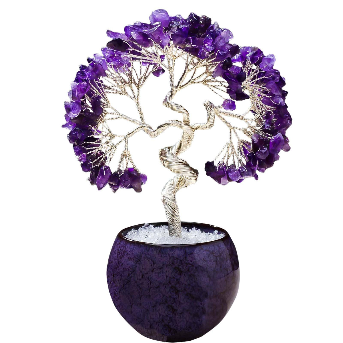 Runyangshi Amethyst Crystal Tree of Life - 7in Chakra Crystal Money Tree with 297 Natural Healing Crystal Gemstone for Feng Shui, Luck, Balancing Energy Home Decor & Spiritual Gift