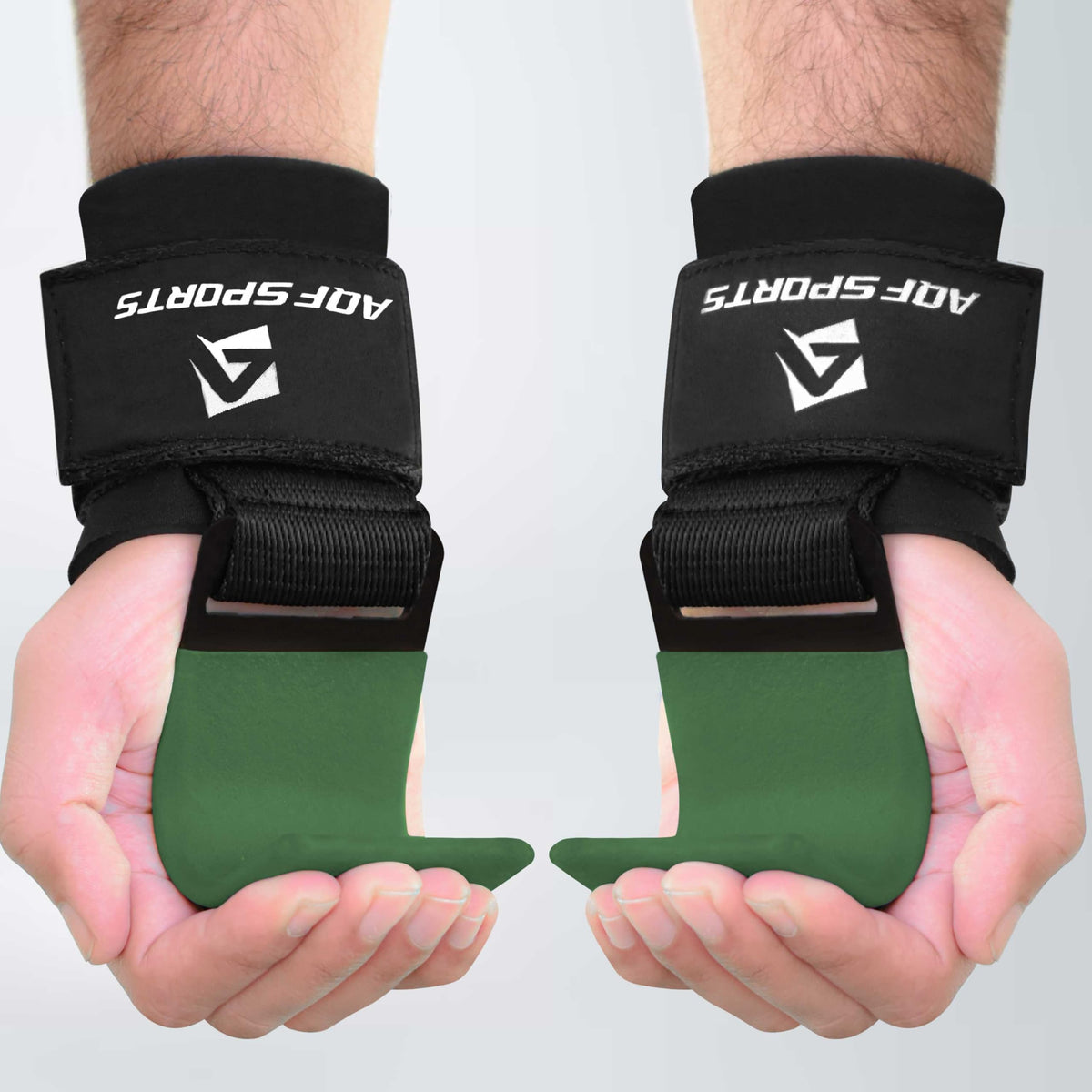 AQF Weight Lifting Hooks (Pair) – Heavy Duty Wrist Straps with 8mm Neoprene Padding & Non-Slip Rubber Grip, Adjustable Hand Grip Support for Deadlifts, Pull Ups & Gym Workout for Men Women