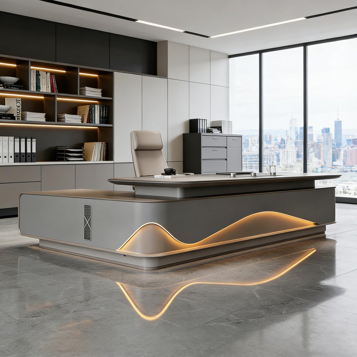 HONGYISHI Luxury L Shaped Executive Office Desk with Drawers Modern Large Home Computer Desk with Storage and Thickened Tabletop Business Furniture Study Table Business Workstation Set for CEO, Boss