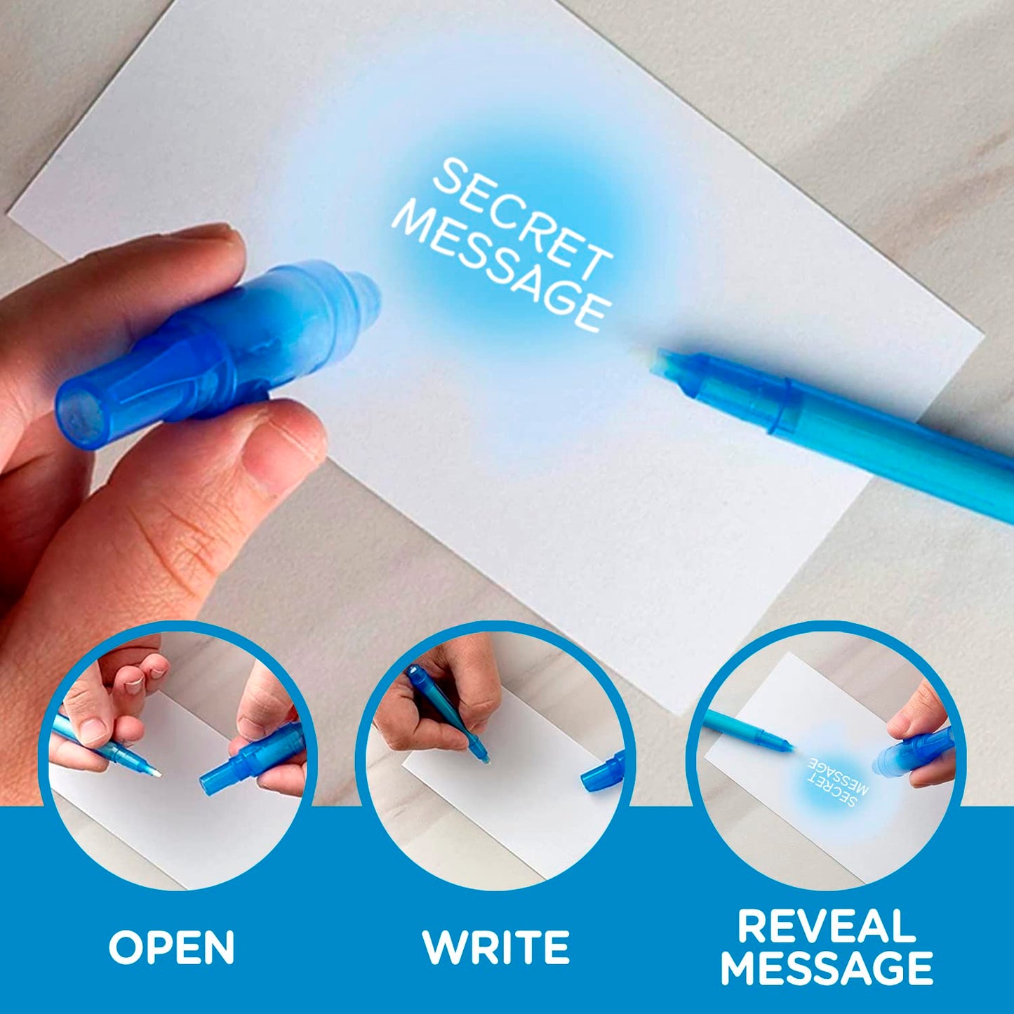 Personalized Invisible Disappearing Ink Pen Marker Pack, Custom Secret Spy Message Writer with UV Light, Fun for Kids and Stock Stuffers, 24 Pack, Assorted