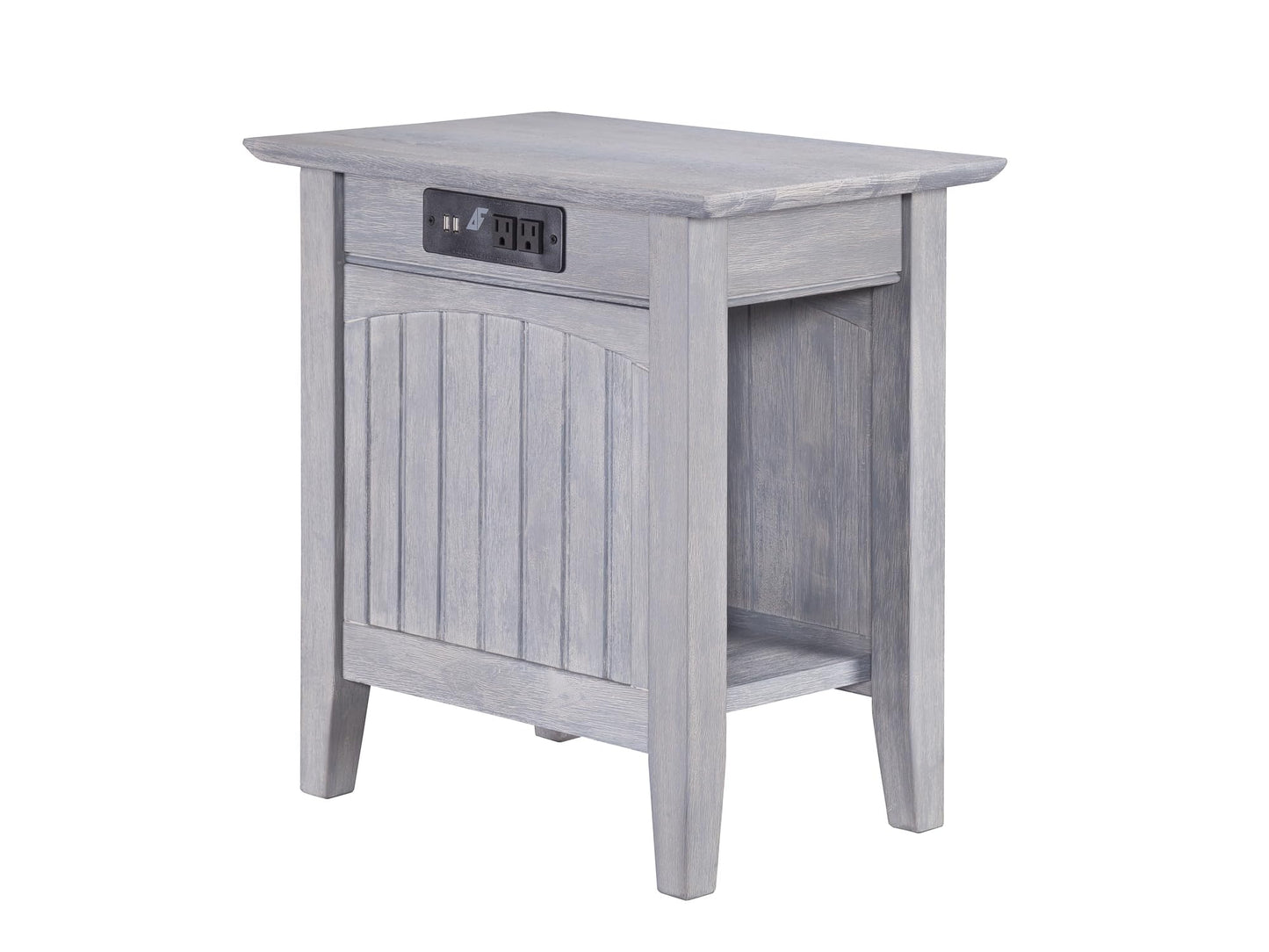 AFI Nantucket Chair Side Table with Built-in Charger in Driftwood