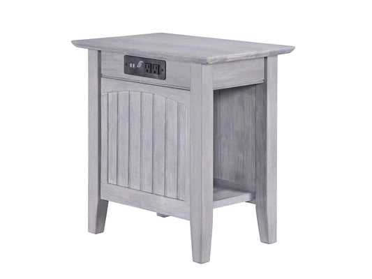 AFI Nantucket Chair Side Table with Built-in Charger in Driftwood