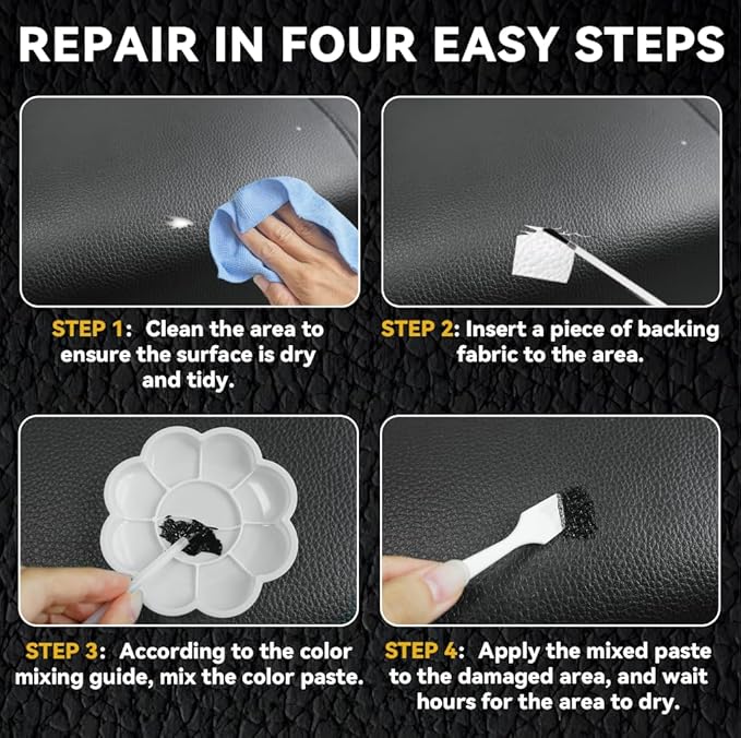 Black Leather Repair Kit for Furniture, Leather Seat Repair Kit for Cars