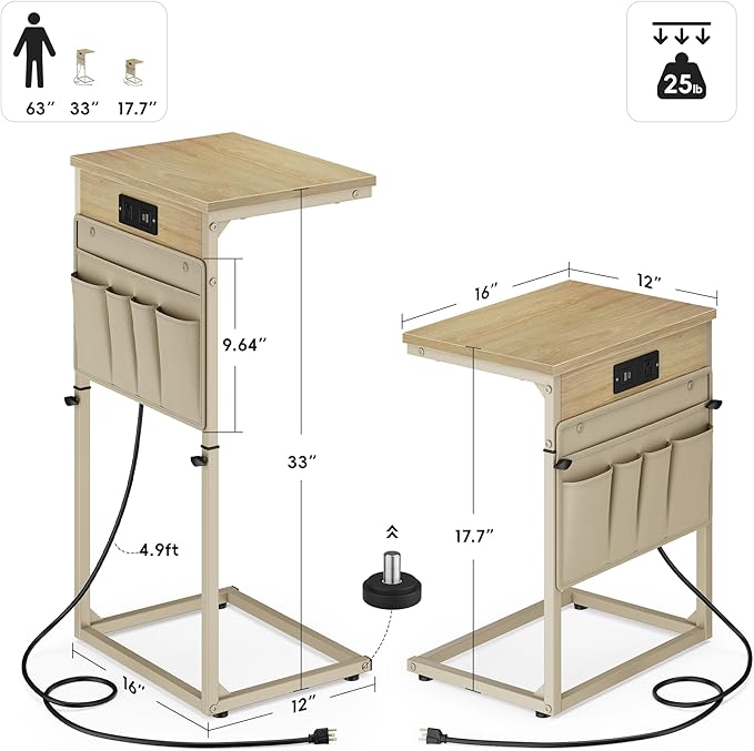 Vagusicc C-Shaped End Table