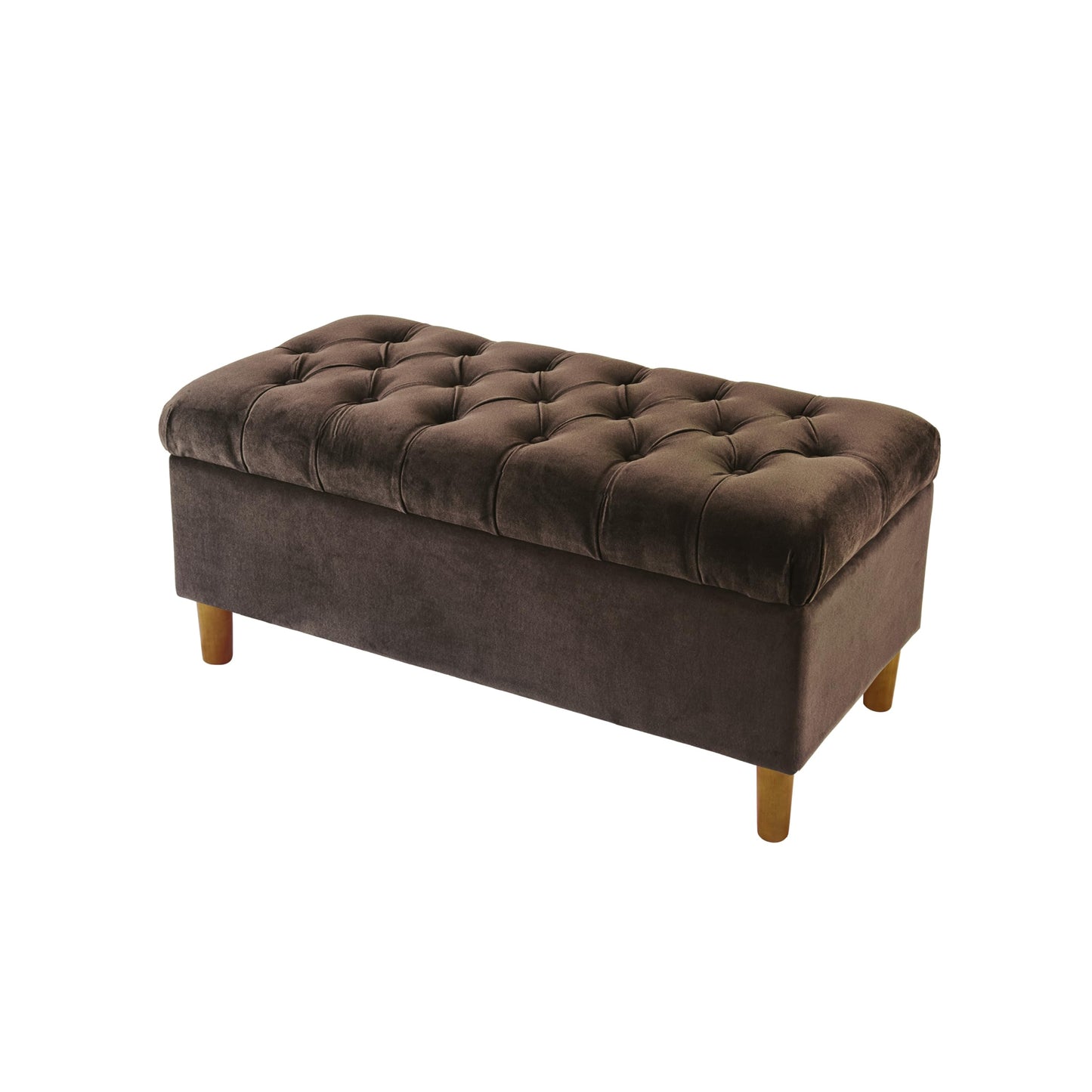 HomePop 40" Ainsley Button Tufted Storage Bench - Chocolate Brown Velvet