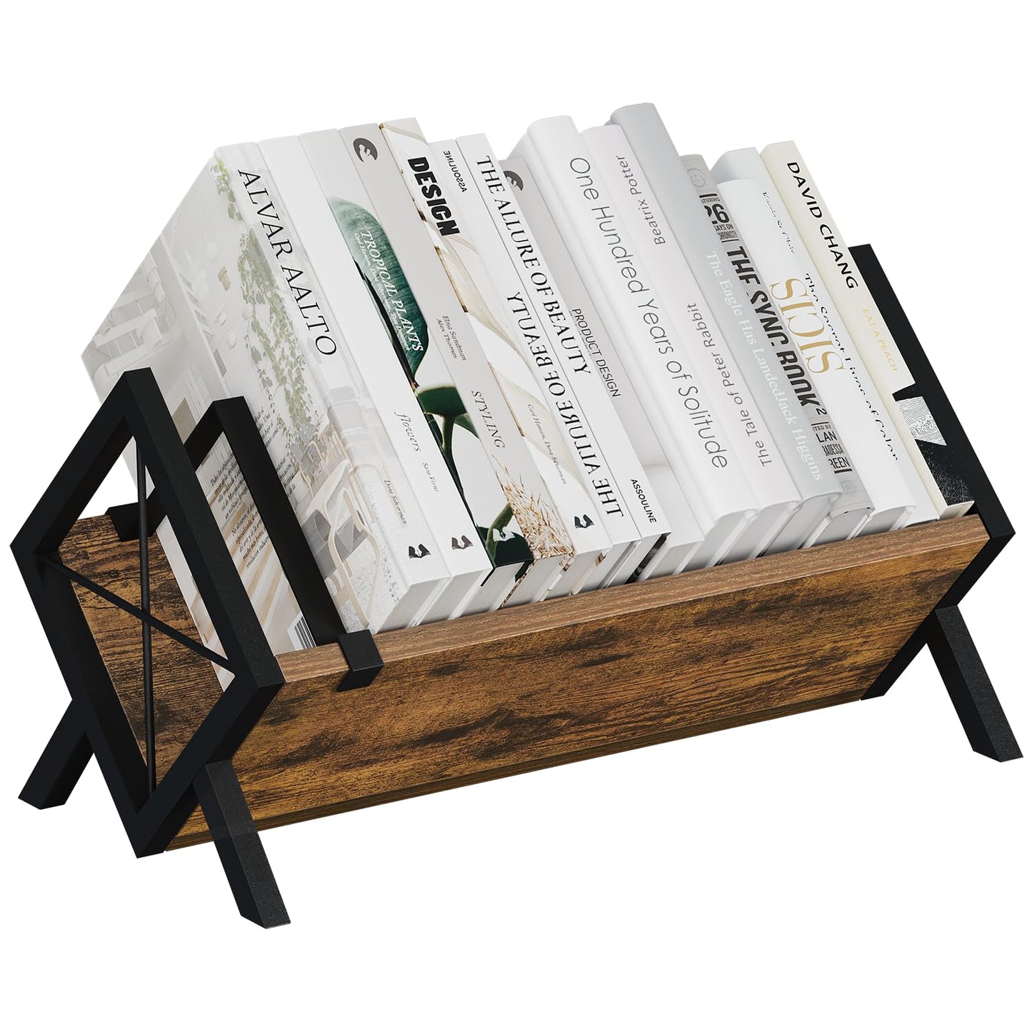 YINMIT Wood Desktop Bookshelf, Retro Tabletop Bookshelf, Desk Shelf for Top of Desk in Living Room, Home, Office, Tilting Bookcase for CDs, Magazine, Books, Home Decor