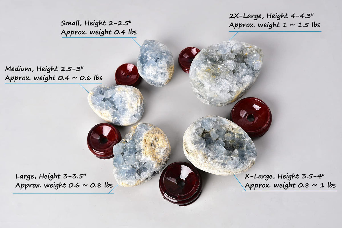 AMOYSTONE Egg-Shape Gemstones Healing Crystals Blue Celestite Cluster Geode Egg 2.5-3", for Healing Reiki Home Decors, Easter Egg