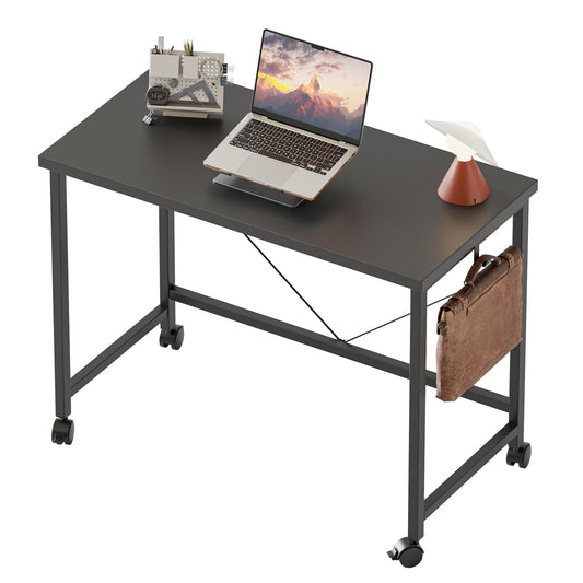 Mericonia 32 inch Rolling Computer Desk with Wheels, Gaming Desk for Small Spaces, Modern Simple Style Table for Home Office, Study Writing Table