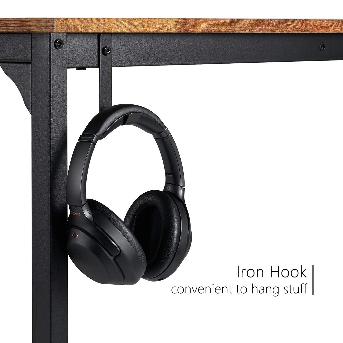 CubiCubi Study Computer Desk 32" Home Office Writing Small Desk, Modern Simple Style PC Table, Black Metal Frame, Rustic Brown