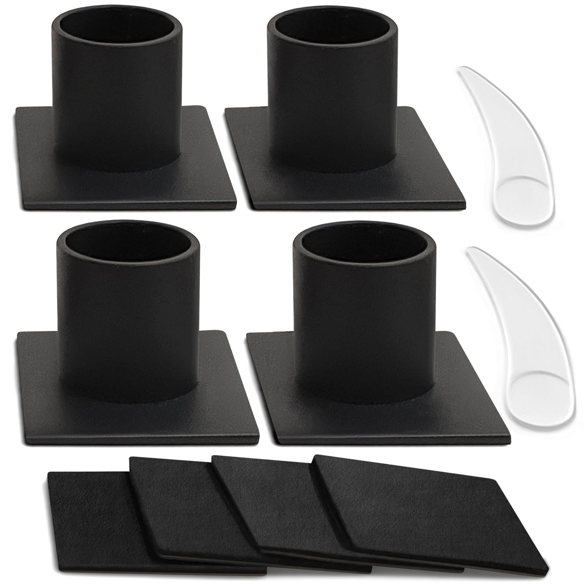 Iron Taper Candle Holder - Set of 4 Black Metal Candlestick Holders for Home Decor, Wedding, Housewarming, Birthday, Candle Stand Made in Unique Blend of Farmhouse and Antique Styles