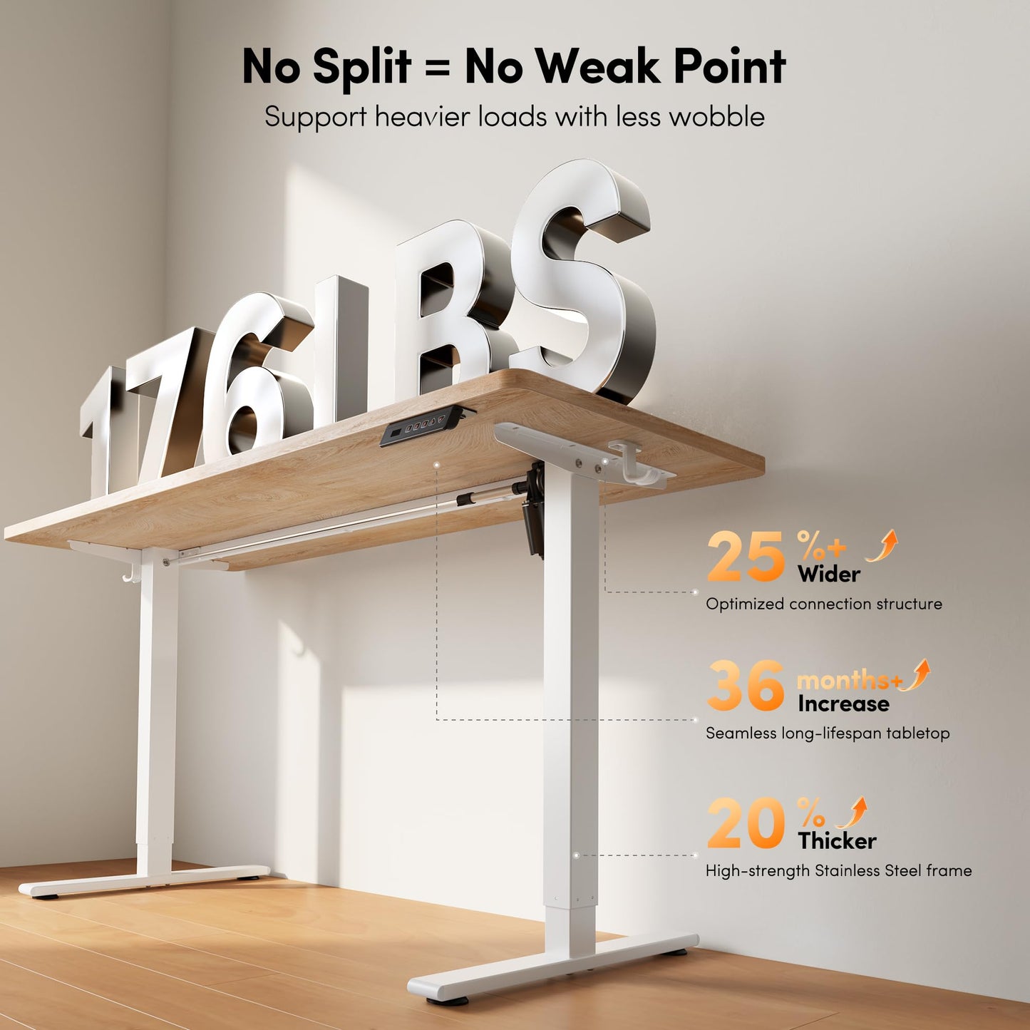 FEZIBO One-Piece Standing Desk, 55"x28" Seamless Tabletop Electric Height Adjustable for Home Office, Study Rooms & Multi-Device Workstations, Maple