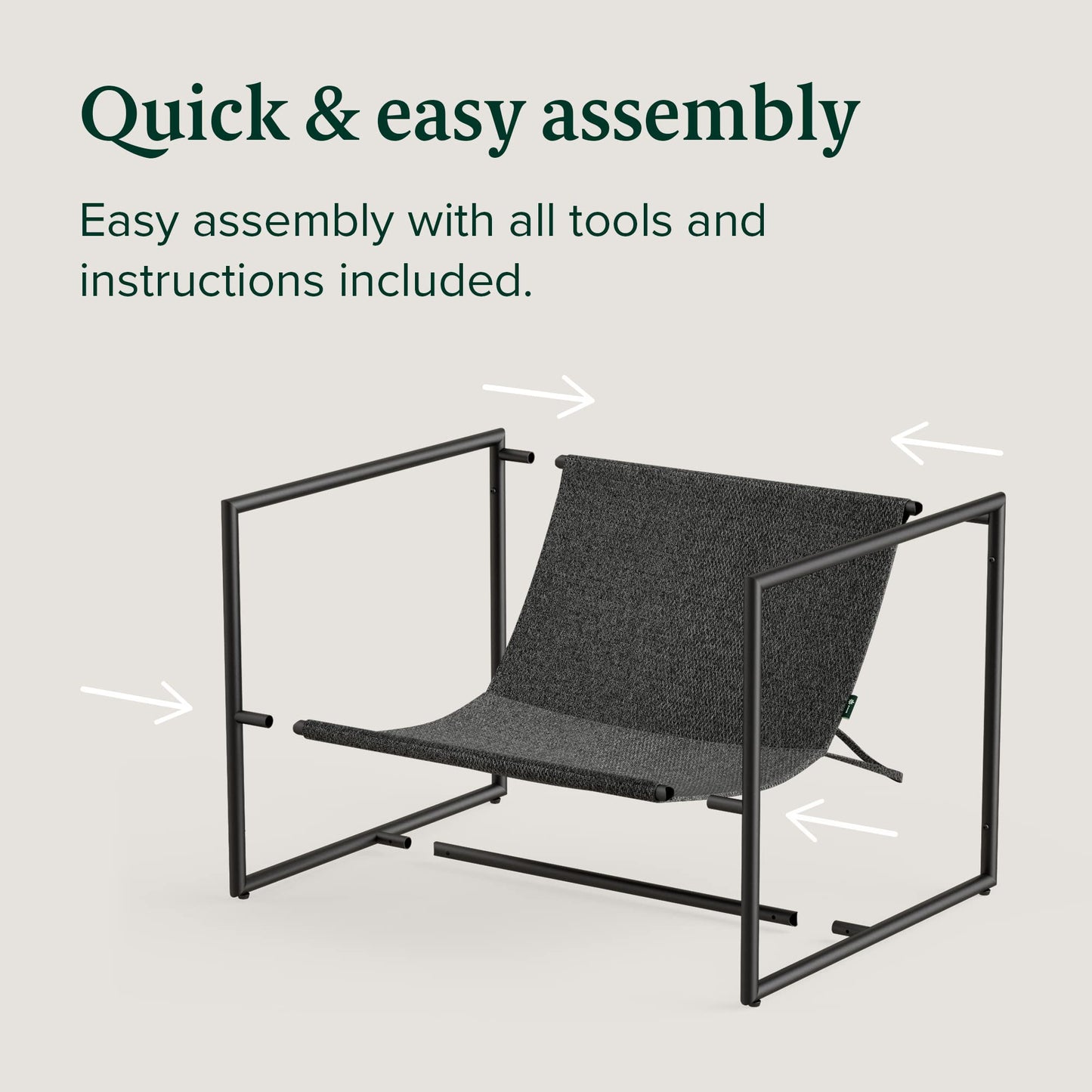 Zinus Aidan Sling Accent Chair, Metal Framed Armchair with Shredded Foam Cushioning, Dark Grey