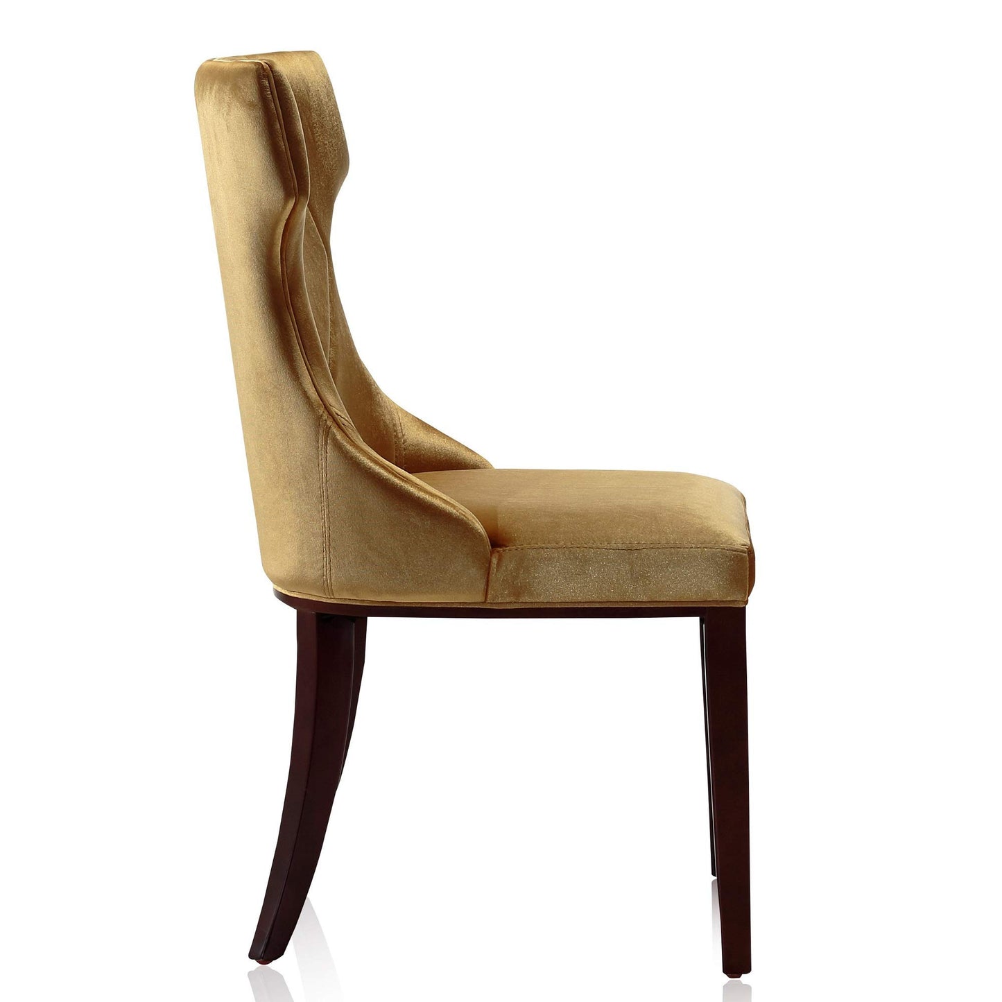 Manhattan Comfort Reine MDining Chairs Set of 2, Upholstered Seats with Diamond Stitching, Solid Beech Wood Frame, 4-Leg Base, 18.5" Seat Height, Fully Assembled, Antique Gold