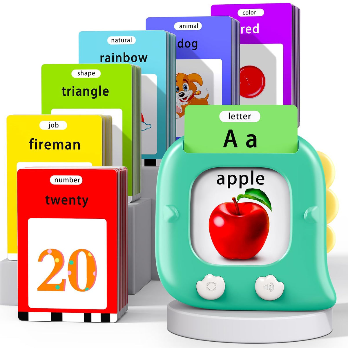 Kidzdo Talking Flashcards for Toddlers 1 2 3 4 5 6 Years Old, 520 English Sight Words Educational Toy, Pocket Speech Language Toys, Autism Toys for Kids 1-6, Birthday Gifts for Boys and Girls, Green
