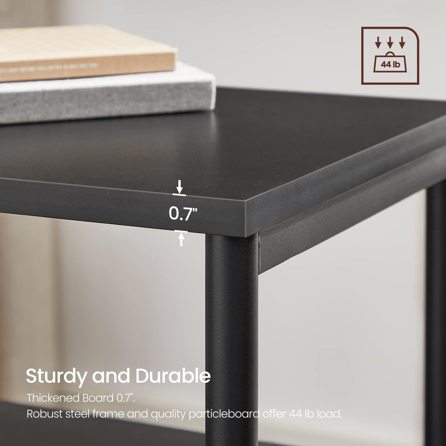 VASAGLE BARNET Collection - Side Table, Small End Table for Living Room, Modern Tall Nightstand, Bedroom, Office, Bathroom, Steel Frame, Ink Black ULET273B16