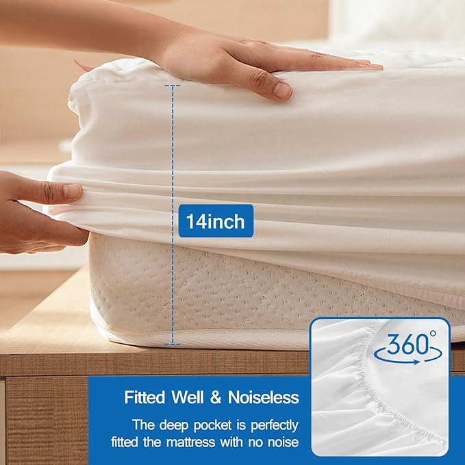 2 Pack Twin Mattress Pad Waterproof Mattress Protector, Quilted Twin Size