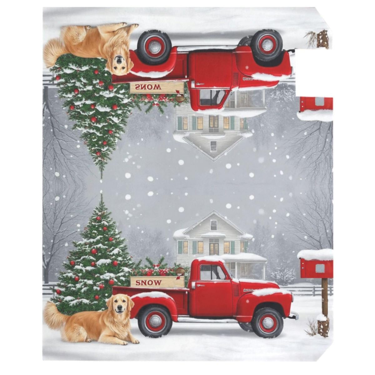 Christmas Tree Red Truck Magnetic Mailbox Covers Winter Snow Golden Retriever Dog Mailbox Cover Standard Size Full Magnet Garden Yard Porch Mail Boxes Cover Holiday Decorations 21" L x 18" W
