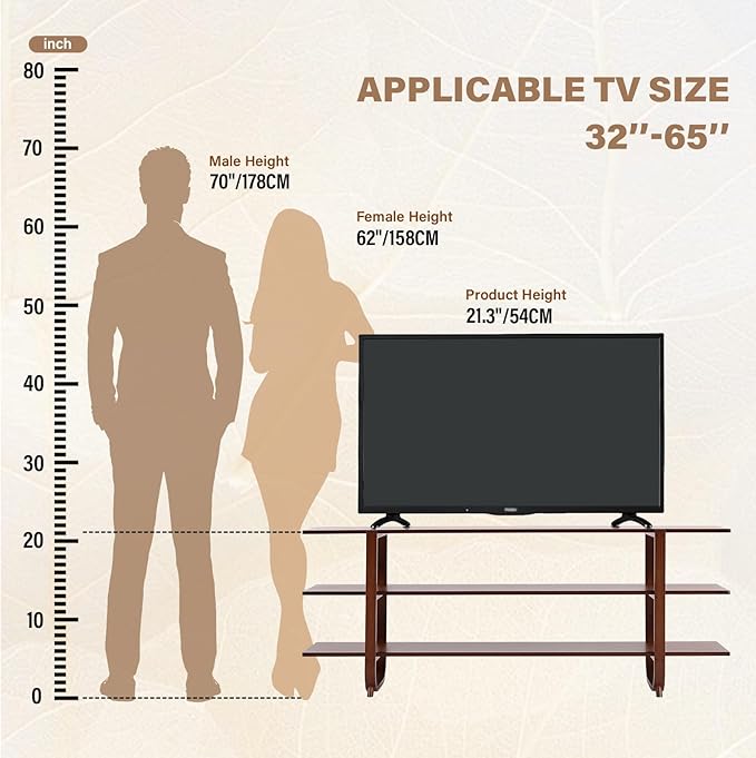 Tiita Wooden TV Stand for 65 Inch TV, Modern Media Console Table