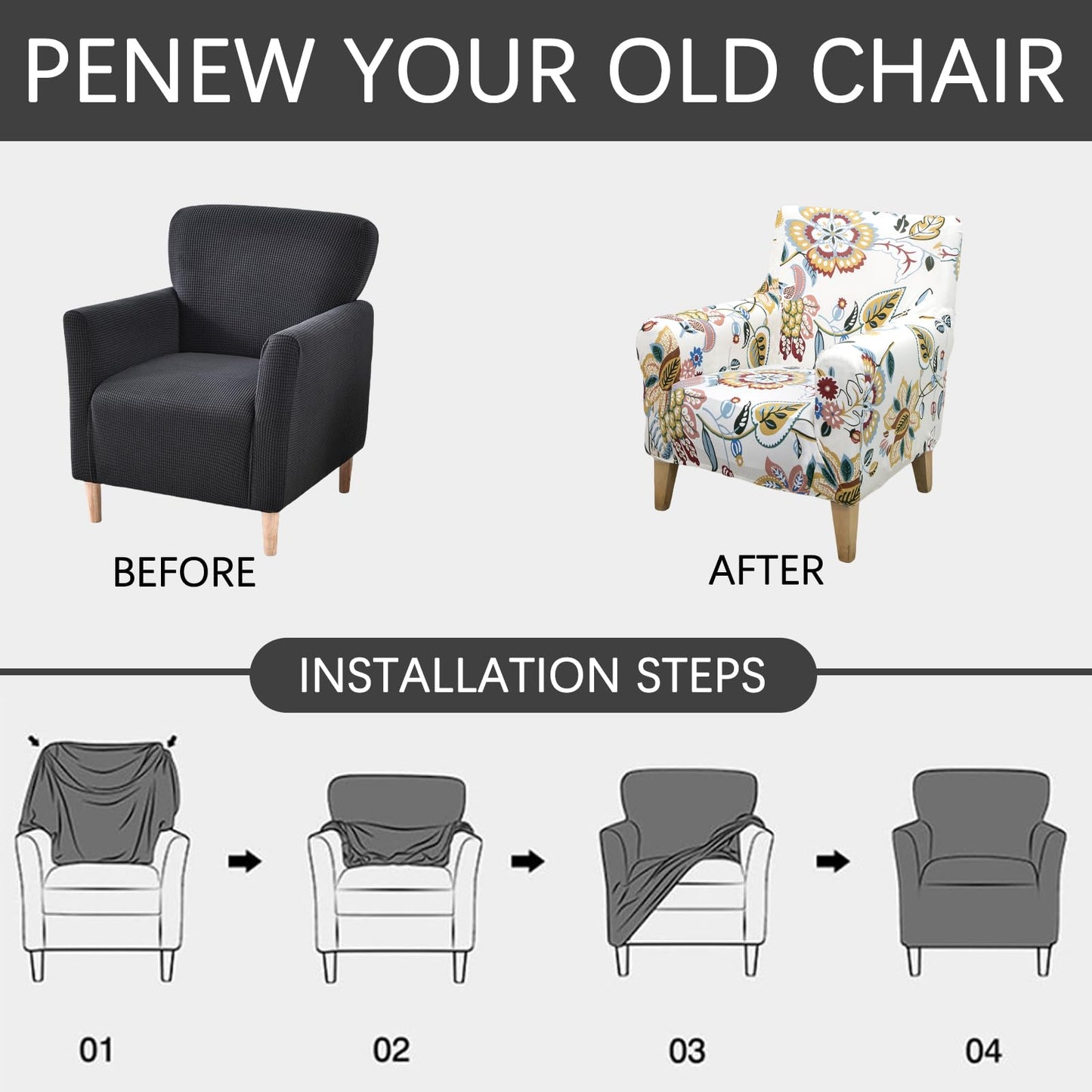 Adigau Slipcovers for Chairs with Arms for Living Room Printed Single Sofa Covers Elastic Armchair Slipcover Modern Washable Furniture Protector Pet Friendly(Beige Flower)