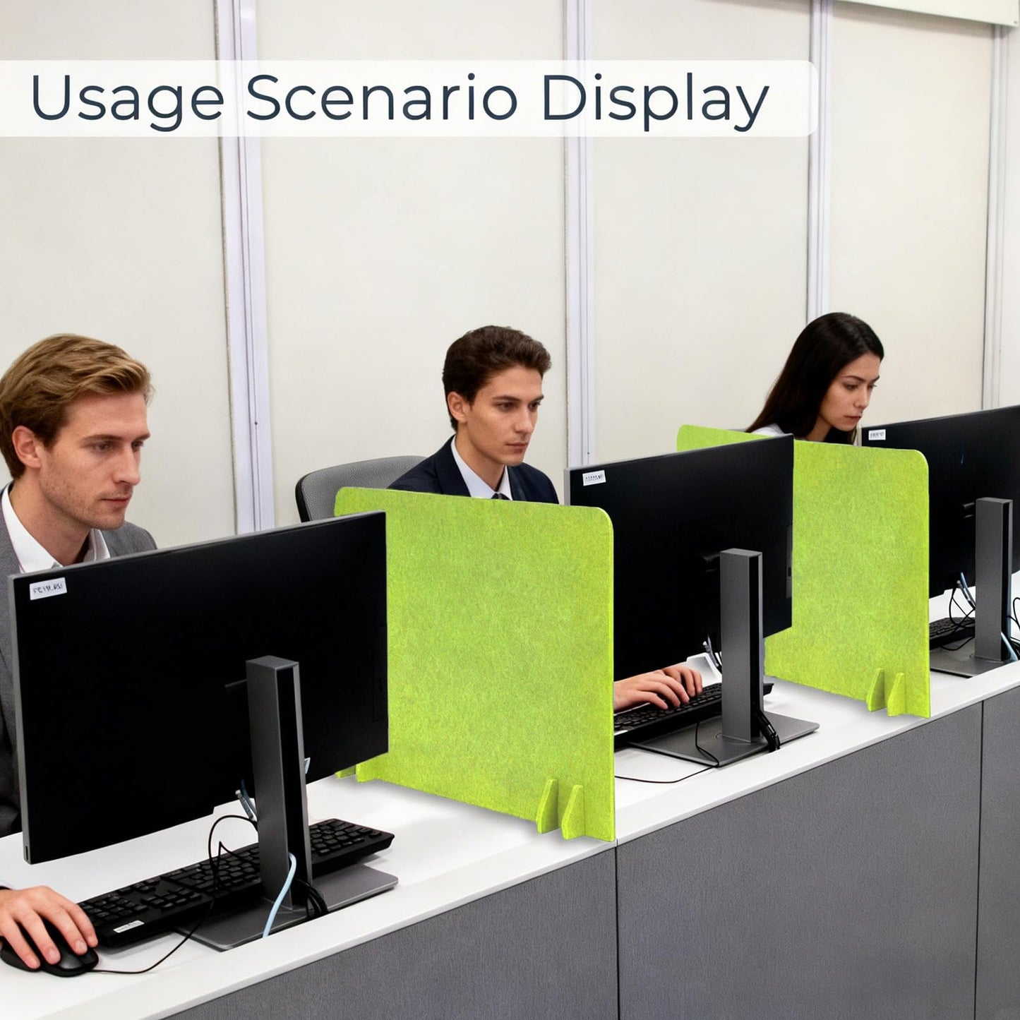 Vandebiao Portable Desk Divider Privacy Partition Panel (2 Pack) - 24" x 16" Freestanding Workstation Office Privacy Barrier for Enhanced Focus at Home, School or Office - Green