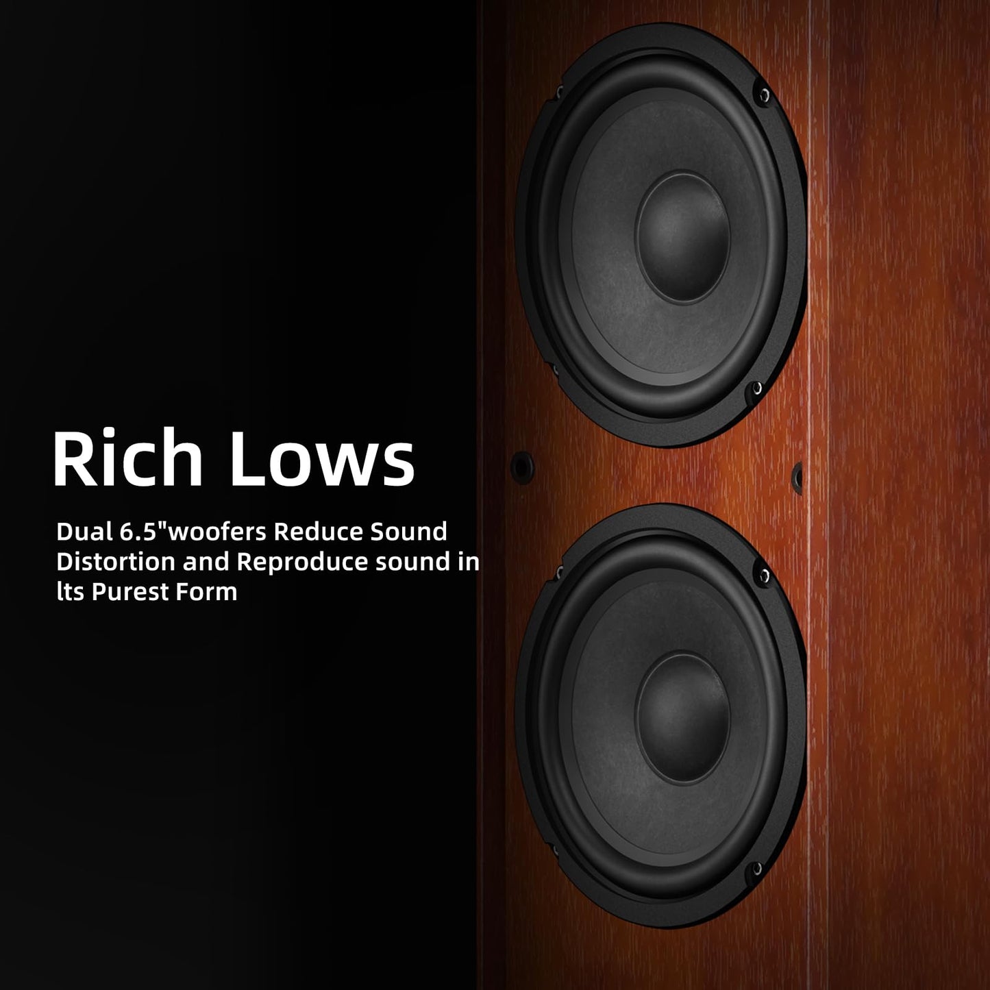 Elimavi Passive Floorstanding Stereo Speakers, Tower Design with 1" Tweeter and 6.5" Woofer, Two-Way System, 4-Ohm Impedance, 120W RMS, Sturdy MDF Cabinet, Ideal for Home Theater Systems, Brown