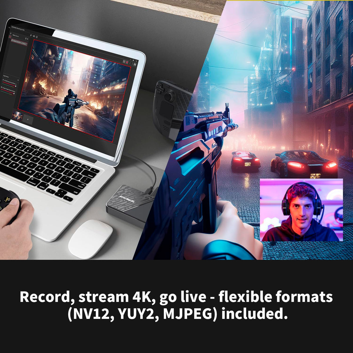AVerMedia Capture Card for Streaming, 4K60 HDR Passthrough, 1080p60 Video Recording, Ultra-Low Latency Game Streaming for Switch 2, Xbox, PS5, PC on Twitch, OBS, Win11, Mac - StreamLine MINI+ GC311G2