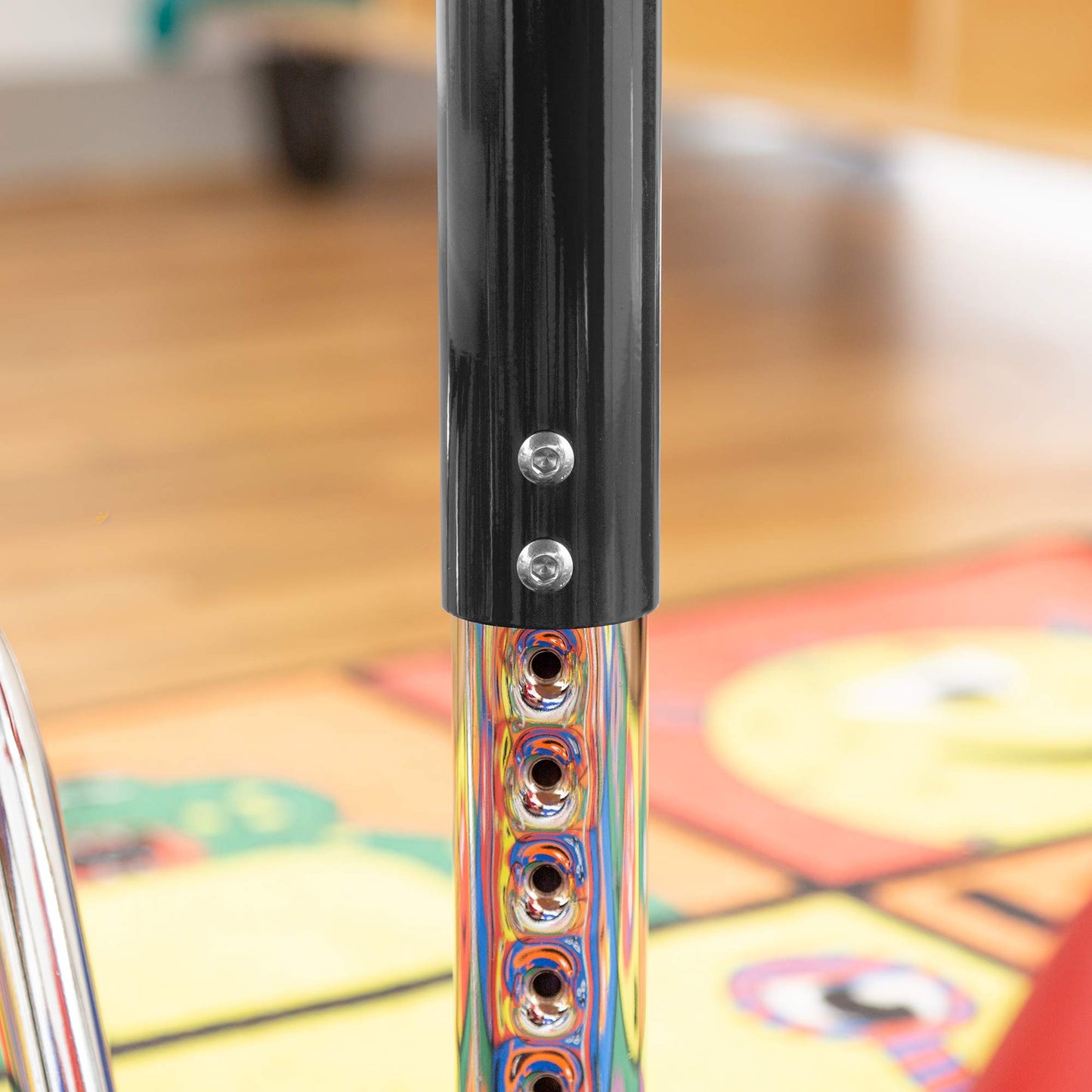 Sprogs Adjustable Height Mobile Classroom Activity Table for Preschools, Flower Preschool Activity Table with Casters, 60" L x 60" W x 23" H, Maple/Black