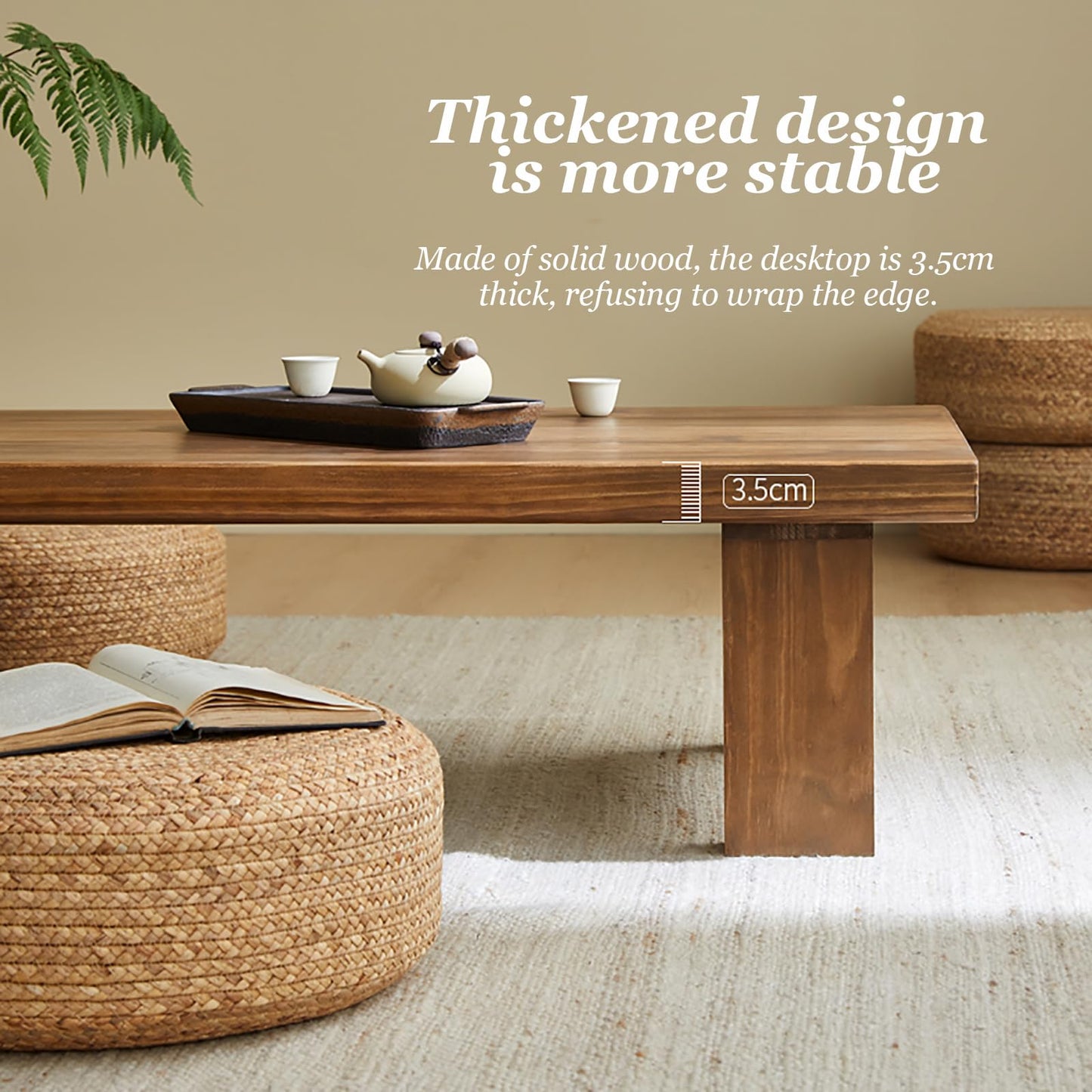 GHHDPXM Japanese Style Solid Wood Coffee Table for Meditation and Leisure Low Altar Table for Home Offices and Reception Room