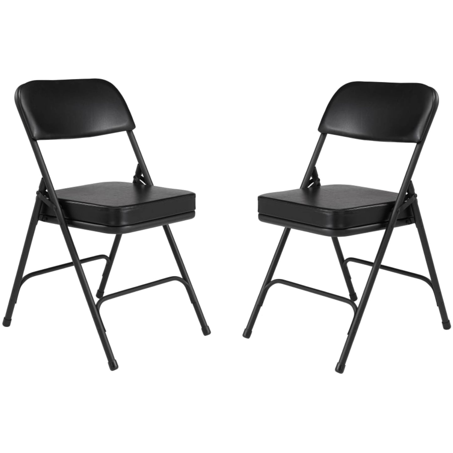 Premium Cushioned Portable Folding Chairs by National Public Seating – 3200 Series Upholstered, Heavy-Duty Foldable Chairs for Indoor & Outdoor Use – Set of 2, Comfortable & Durable, Black