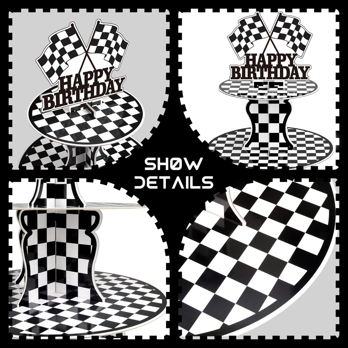 BACUTHY 2 Pack Race Car Cupcake Stands Birthday Party Supplies, Two Fast Cars Decorations Truck Theme Favors - 3 Tier Cardboard Cup Cake Holder Tower