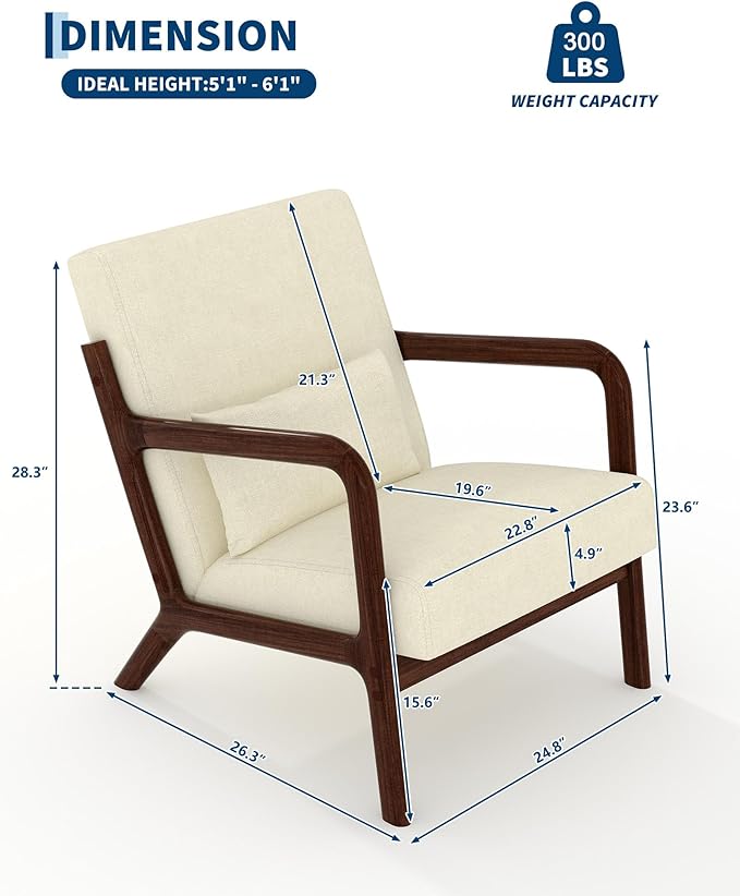 Garvee Mid-Century Chenille Accent Chair Set of 2, Cozy Reading Chair, Modern