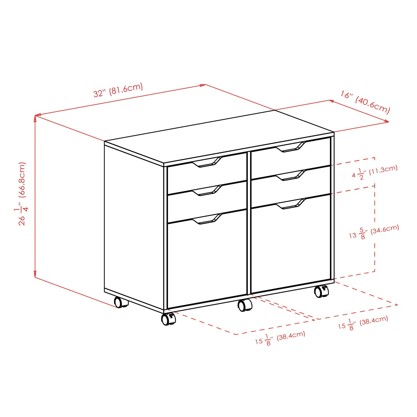 Winsome Halifax Mobile Storage Cabinet with Doors & Drawers, Stylish & Functional Home Storage Cabinet for Filing, Kitchen Organization, Moveable Furniture for Office, Dorms, Apartments